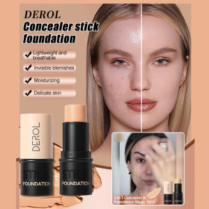 DEROL Concealer Foundation Stick Transparent Waterproof Oil Control For Daily Use Women Men/Concealer Cream Foundation Liquid Coverage/All Season