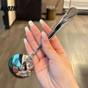 KOQZM Stainless Steel Round Spoon Net Red Golden Dinner Long Handle Stirring Dessert Spoons For Kitchen Accessories Gadgets