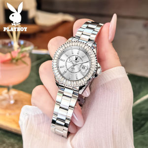 PLAYBOY watch for women elegant diamond dial green pink color small dial luminous calendar gift for girlfriend