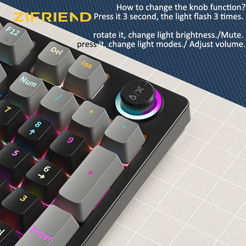 ZIFRIEND ZA98 98 Keys Mechanical Keyboard Wired RGB Backlit Gaming