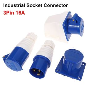 MUSASI 1Pcs 3Pin 16A Industrial Waterproof Plug 2P+Earth 220V Waterproof Plug Socket IP44 Splash Proof Male Female Connector for Caravan Motorhome Trailer Truck Yacht