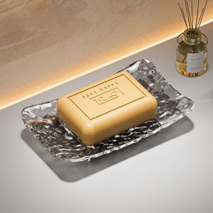 Glacier Pattern Quick Draining Soap Container / Transparent Sope Box Luxury Style Home Bathroom Decoration