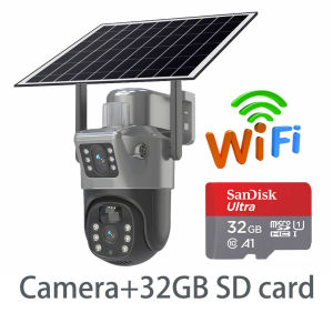 MYHYPERGEAR V380 solar lights with solar panel outdoor 8MP Dual Lens solar cctv Solar street light low power consumption Outdoor waterproof 4G/Wifi Cctv camera connect cellphone 360° 4G cctv camera for house outdoor