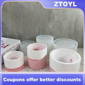 【ZTOYL】 Vòng Lọ hoa bê tông khuôn nhà máy nồi bê tông Silicone khuôn mẫu thủ công nhựa đúc khuôn mẫu cho hộp lưu trữ bút trang trí nội thất