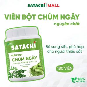 Viên Bột Chùm Ngây nguyên ch ất SATACHI. Phát triể n chiều cao bổ su ng sắt ph ục hồi ch ức nă ng g an. Hộp 180 viên.