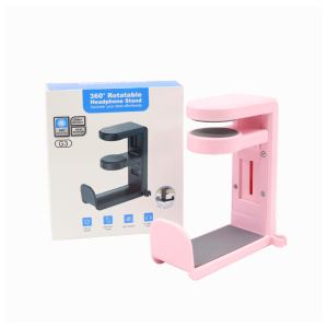 FANTASY E LIFE 360° Rotating Headphone Stand Swivel Headset Holder Adjustable Desktop Rack Durable Space Saving Design Stable Base for Gaming Computer Office