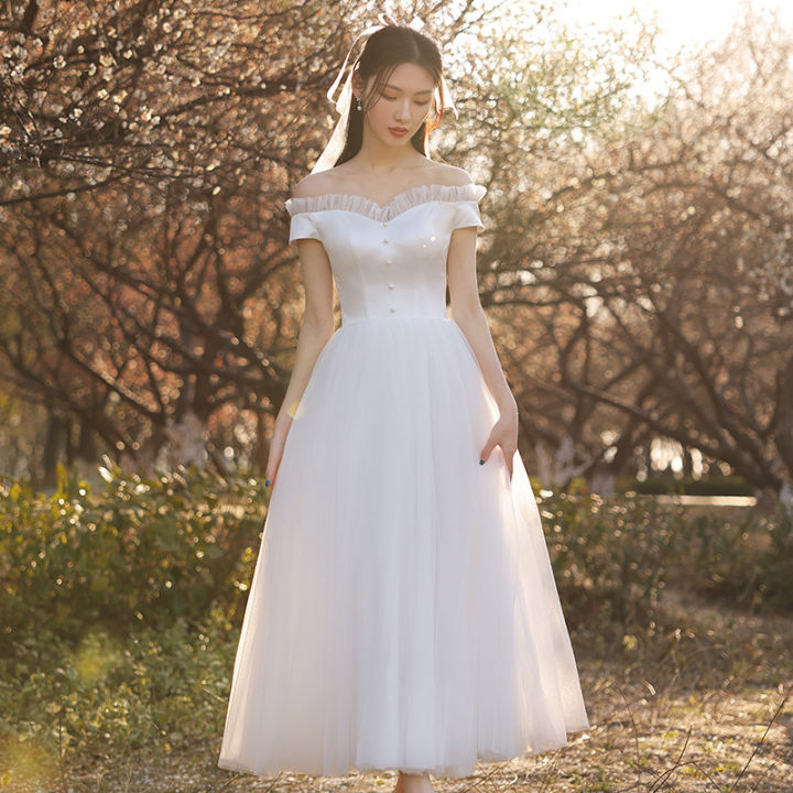 HSMQHJWE White Bridal Shower Dress Prom Ball Gown Womens Satin