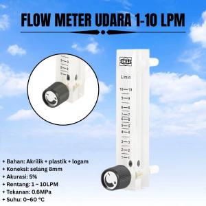 ms7 Rotameter Flow Meter Udara Oksigen 0-10 LpM flowmeter rota meter