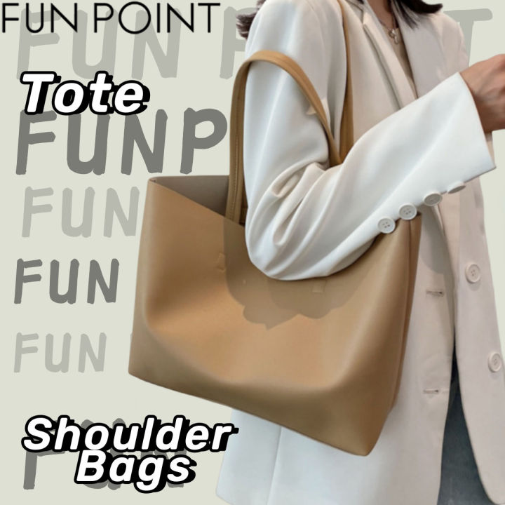 FUNPOINT Large Capacity Tote Bag With Zipper Leather For Ladies Gentle ...
