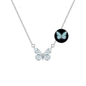 NEXASHOP Simple Butterfly Necklace Blue Luminous Glow in The Dark Clavicle Chain Fashion Jewelry Accessories Women