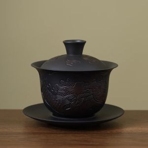 Kirilgu Jianshui Purple Pottery Gaiwan Ceramic Handmade Household Kung Fu Tea Set Tea Bowl Tea Cup Tea Maker Tea Ceremony 9N5Q1