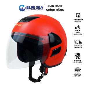 Mũ Bảo Hiểm 3/4 Đầu - Blue Sea A102 - Mũ Môtô - Có Kính Dài - Hàng chính hãng