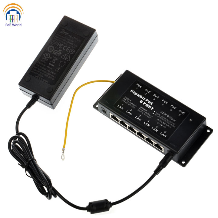 GPOE624V60W Gigabit PoE Injector with 24Volt Power supply Passive