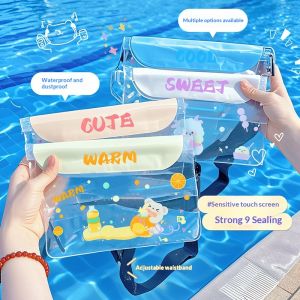 SERENEGLOW Cute Dinosaur Waterproof Waist Bag with Touch Screen Design for Outdoor Activities and Swimming