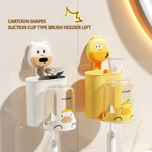 Suction cup toothbrush rack punch-free wall-mounted bathroom toothbrush rack for mouthwash cups