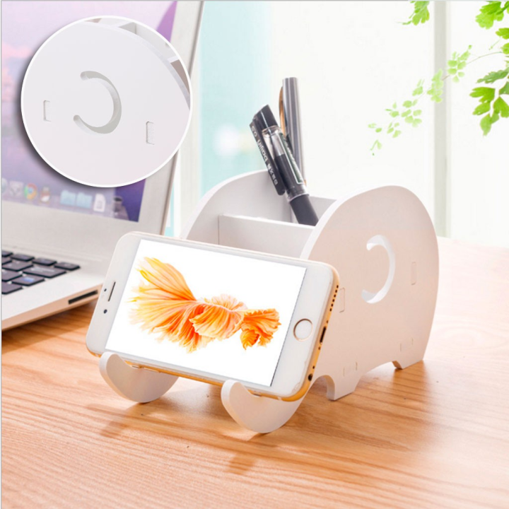 Desk Organizer Pencil And Phone Holder E-STORE DIY Elephant Desk