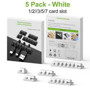 FONKEN 5Pack Cable Management Cable Holder Clip Cord Organizer Self Adhesive Cable Clip for Desktop Charge Cable Office Home