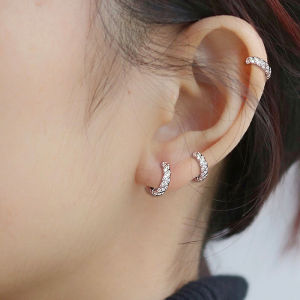 MillionGrid Lấp lánh pháp đầy đủ Zircon Xoắn Hoop Bông tai cho phụ nữ vòng tròn Tai Clip đồ trang sức thời trang Quà Tặng