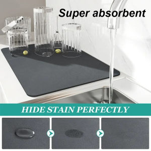 Kitchen Super Absorbent Placemat Antiskid Draining Coffee Dish Drying Mat Quick Dry Bathroom Drain Pad Tableware Mat