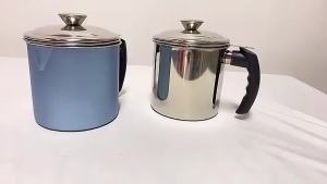 1.3L Stainless Steel oil strainer pot with Filter Kitchen Cooking Used Oil Container Bottle