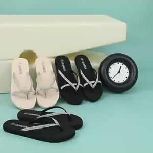 New Summer Style WomenS Fashion Thick-Soled Flip-Flops With Colorful Rhinestones For Beach Wear In Stock