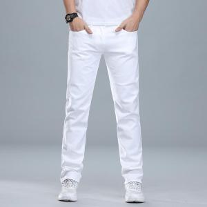White Jeans Mens Straight Loose High-end Light Color Stretch Long Cotton Pants Versatile Mens Casual Pants