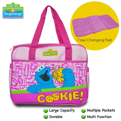Sesame Street Beginnings 2-Way Multi-Function and Durable Newborn Hospital Diaper Bags with Free Changing Pad