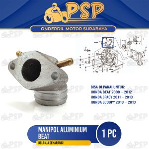 Manipol Aluminium Beat - Manifold Maniful Intake Intek Insulator Karbu Diral Scoopy Spacy Karbu