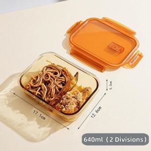 KANKA Glass Lunch Box Big Size Heat-Resistant Glass Fresh-Keeping Box Microwave Oven Safe Bento Box 640ml/1040ml