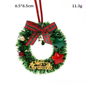 Small Christmas Wreath Pendant Artificial Simulated Christmas Tree Decorative Ornaments Bell Garland Decoration