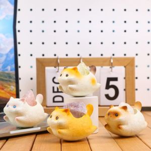 QIXING Resin Cat Swinging Ornament Cute Creative Animal Sculpture Home Decoration Handicraft Cat Statue Living Room