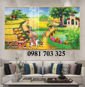 Tranh gạch đồng quê trang trí
