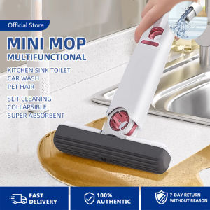 Multifunctional MINI Folding mop high -quality sponge desktop cleaning bathroom handed mop lightweight home portable sponge mini mop for kitchen Bathroom Living Room Household Cleaning Tools