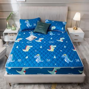 100% Waterproof Sheets for Bed Kids Mattress Pad Protector CoverThicken Solid Color Sheets for Bed Quilted Queen King Mattress Protector Fitted Sheet