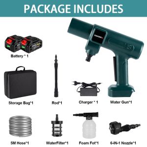 3500W 200Bar 6 IN 1 Brushless Electric Car Washer Machine super pressure washer set Portable Cordless Rechargeable Car Garden Power Tool For Makita 18VBattery