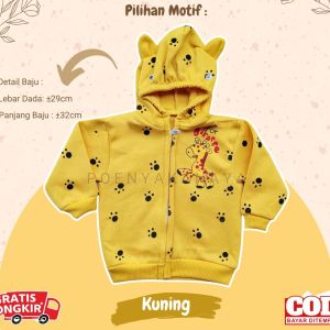 Jaket Bayi Anak fleece Resleting Kupluk FOR GIRAFFE Size 3-12 Tahun HBc ZJK04