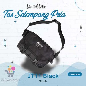 Tas Selempang Pria Cowok Distro Bahan Polyester Tas Waistbag Pria Kecil Keren Cowok Anak Remaja Warna Hitam