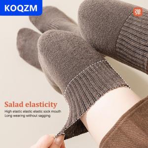 [COD] KOQZM Mùa Đông Ấm Dài Vớ Ống Dày Ống Cao Hơn Đầu Gối Dài Đến Đầu Gối Vớ Vớ Terry Rắn Màu Phụ Nữ Dày Bê Socking