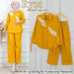 Setelan Wanita Katun Linen BB 50 - 80 KG Renda Pakaian OneSet Setcel Perempuan Busui Ryza