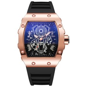 WENYOU đồng hồ lớn Đồng hồ nam máy quartz. Thiết kế khoét rỗng Dây đeo bằng silicone. Đồng hồ thạch anh cao cấp. Bền bỉ Hình thùng rượu vang Đồng hồ thể thao máy quartz. Dành cho nam giới.