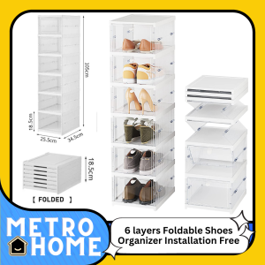 6 layers Foldable Shoes Organizer Installation Free Heavy Duty Hard Case