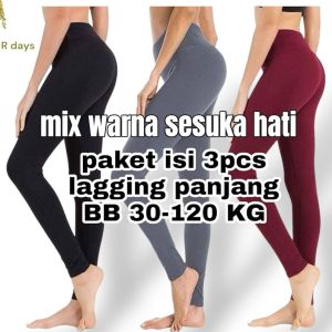Paket Legging Isi 3 cuma 40an Bahan Spandex Jersey Ukuran Standard Dan JUMBO