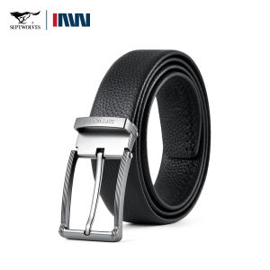 SEPTWOLVES Leather Belt Cowhide Polished Men’s Durable Top Grain pin clip zinc alloy buckle Leather Gift Ready Packaging