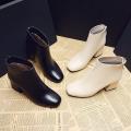 Giày bốt nữ công sở chất da đẹp - giày nữ giày boot nữ boots giày cao gót đế vuông nữ màu đen màu kem phong cách hàn quốc giá rẻ dễ phối đồ. 