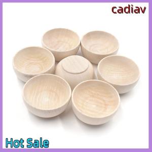 cadiav 57 x 30MM Smll Childrens Painted Wooden Bowl DIY Wooden Crafts Decoration Room
