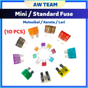 10 PCS Mini / Standard Fuse Fius Motosikal Kereta Lori Motorcycle Car Lorry Vehicle 2A 5A 7.5A 10A 15A 20A 25A 30A