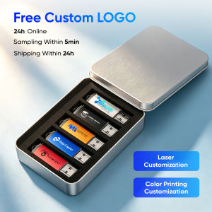 Free Custom LOGO Pen Drives -LOT5 64GB USB Flash Drive 32GB iron box Pendrive 16GB Free Gift U Disk 8GB 4GB 128GB