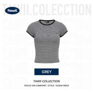 Tawii. Striped T-shirt For Woman Slim Fit Short Sleeve Crop Top High Elasticity