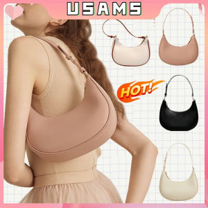 USAMS Underarm Bag Vintage Dumpling Bag For Women PU Leather Zipper Shoulder Bag
