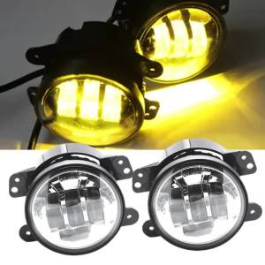 4" Inch Amber Yellow 60W LED Fog Lights For Jeep Wrangler 97-2018 JK TJ LJ Off Road Fog Lamps